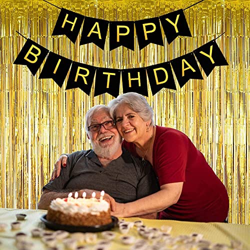 Image of 3Pcs Gold Metallic Tinsel Foil Fringe Curtains,3.2ft*8ft Gold Photo Booth Backdrop Streamer,Photo Booth Props,for Party Door Wall Curtains Bachelorette Birthday, Christmas,New Year Decorations