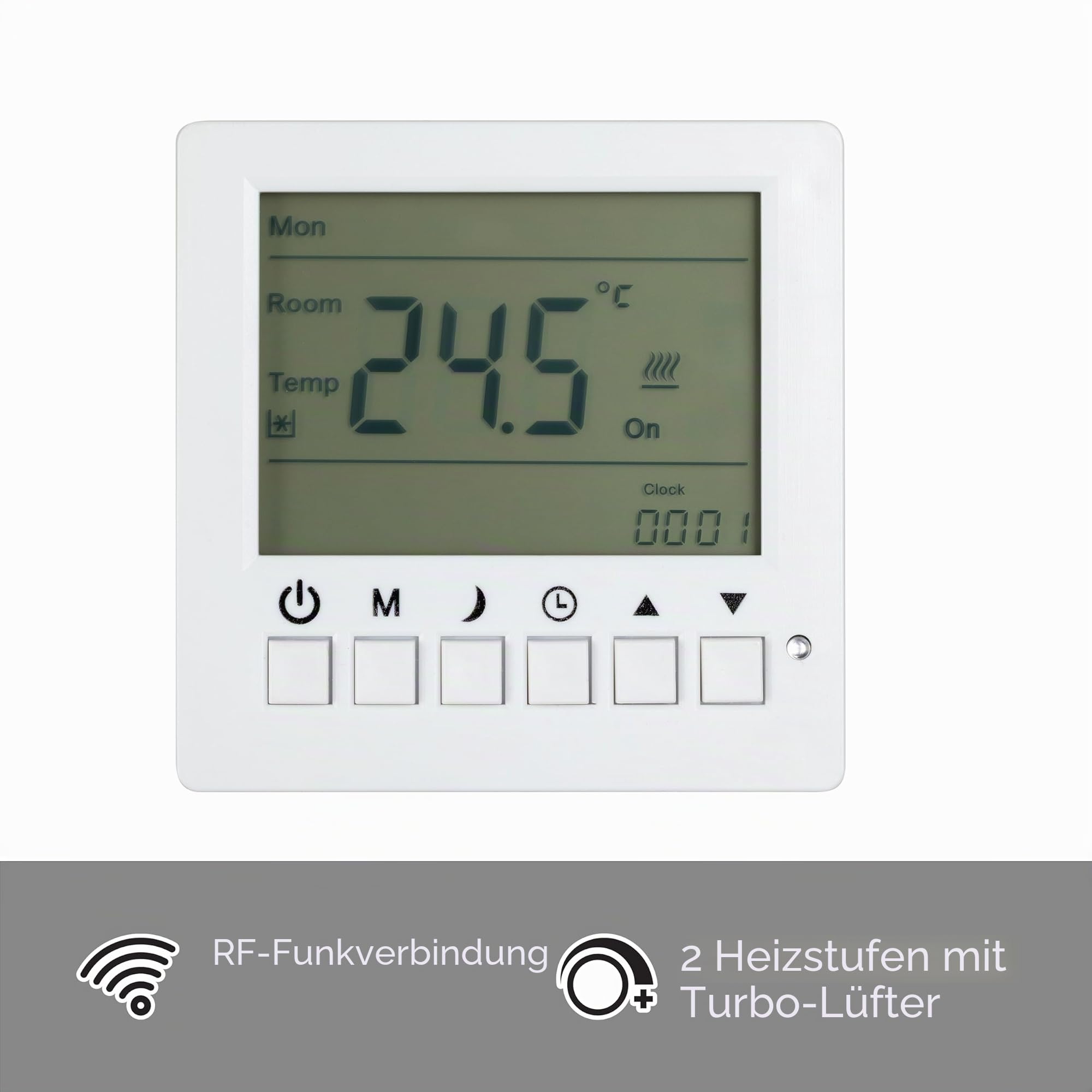 TCP 3 kW Luftschleierheizung, Türventilator mit 2 Heizstufen & Kühlmodus, RF Wireless 7-Tage-programmierbares Thermostat, Sicherheitsüberhitzung & Schutz vor offenem Fenster, Wand- oder Deckenmontage