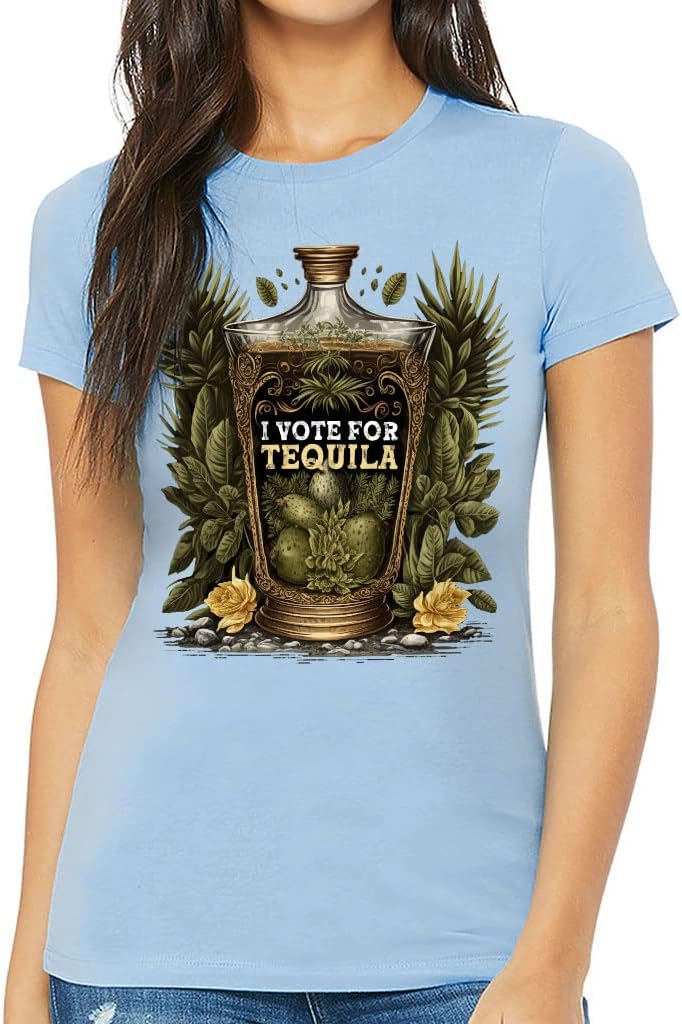 Cute Tequila Slim Fit T-Shirt - Quotes Printed Women's T-Shirt - Cool Graphic Slim Fit Tee