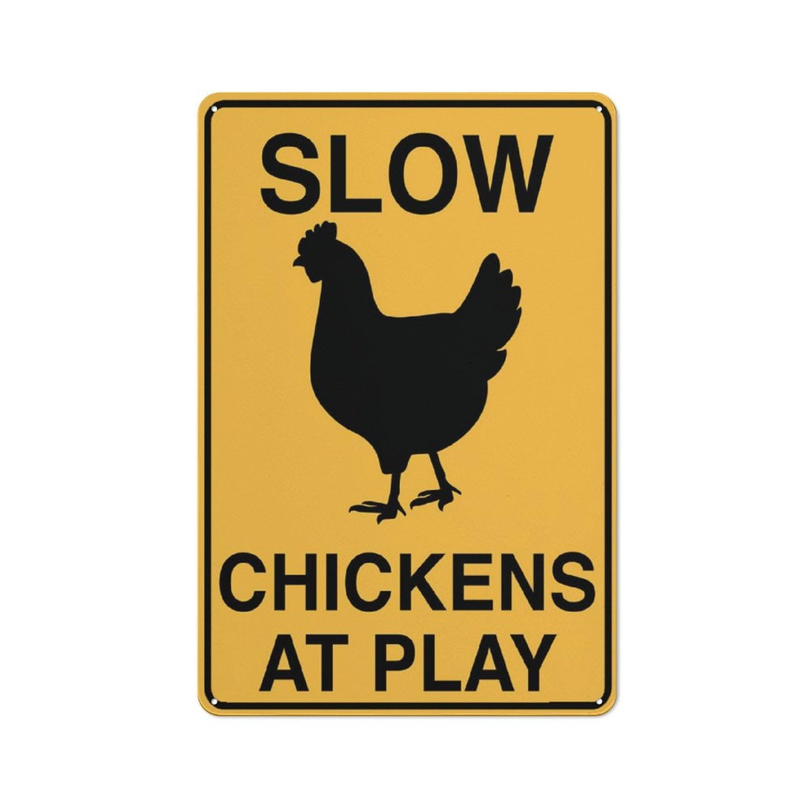 Peiyeety A03 Slow Chickens At Play Sign Outdoor Metal Sign - 12X16 Inches Metal Signs For Business, Workplace, Office, Home, Delivery Signs, Road Signs, Garden Signs