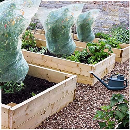 ANPHSIN 4 Pack 4.6 × 3.9ft Garden Bugs Netting Plant Covers- Bird Netting Mesh Tree Covers Bugs Barrier Plant Covers with Drawstring to Keep Garden Plant Fruits Flower Away from Bugs Bird Eating