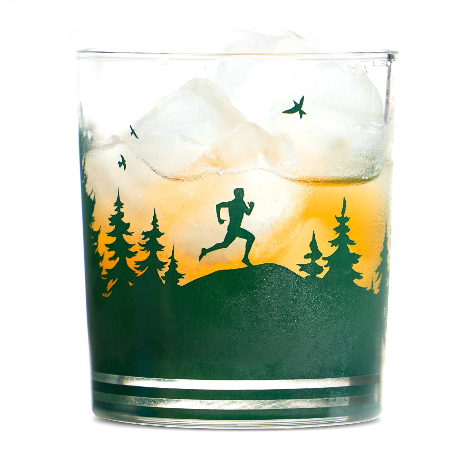Gone For a Run Running Lowball Glass | Happy Hour Male Runner Silhouette Rocks Glass
