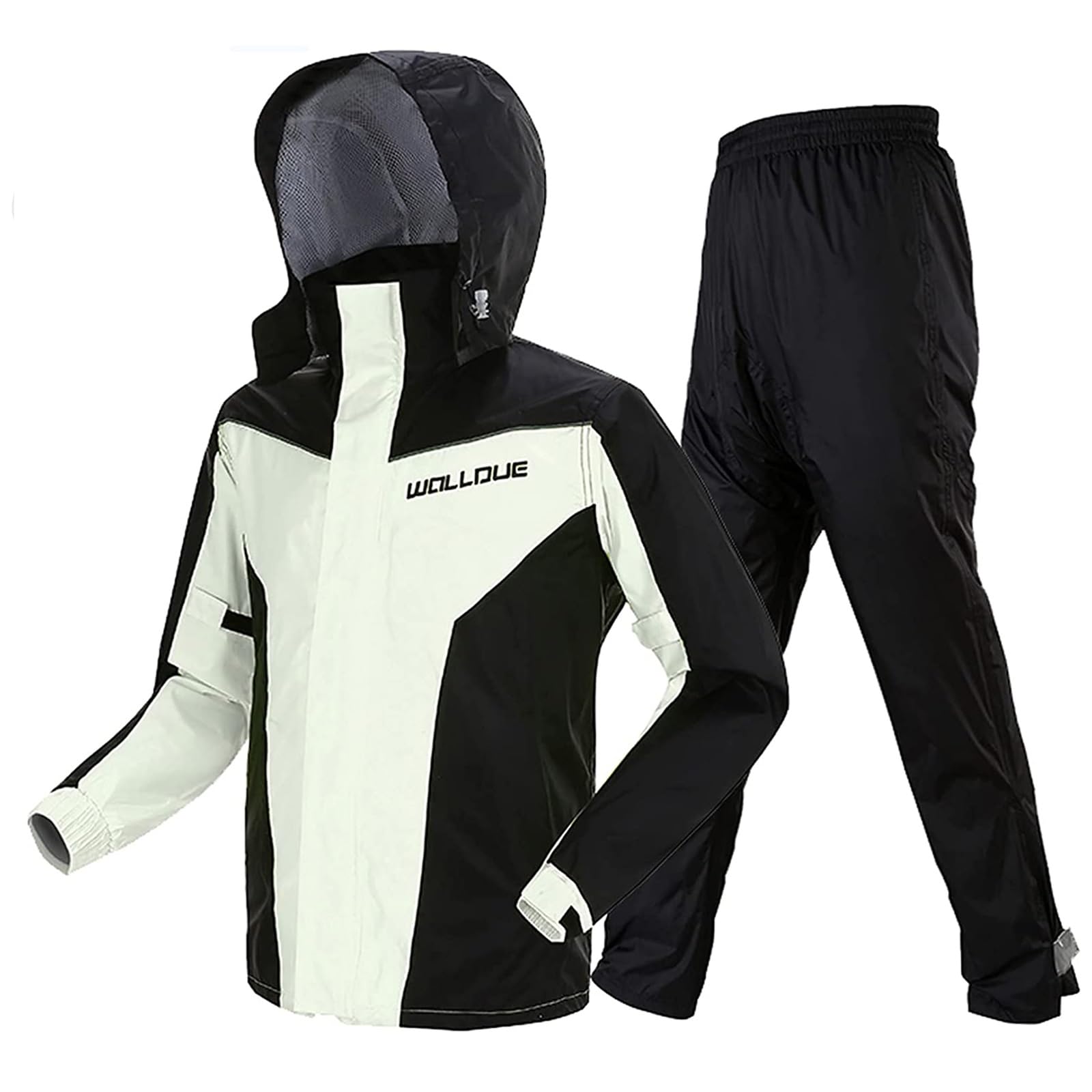 Tuta Antipioggia da Moto Impermeabile Uomo Donna, Abbigliamento da Pioggia, Giacca da Pioggia E Pantaloni da Ciclismo Antipioggia Antivento Traspirante, Moto(White,S)
