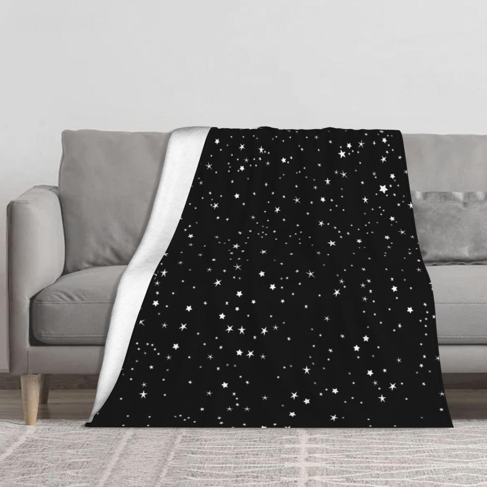 Couverture en flanelle épaisse ultra douce grand plaid motif étoiles