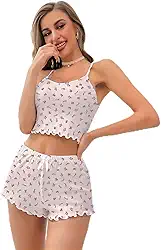 Conjunto de pijama feminino com nervuras, floral, conjunto de babados, blusa e shorts, 2 peças, pijama macio