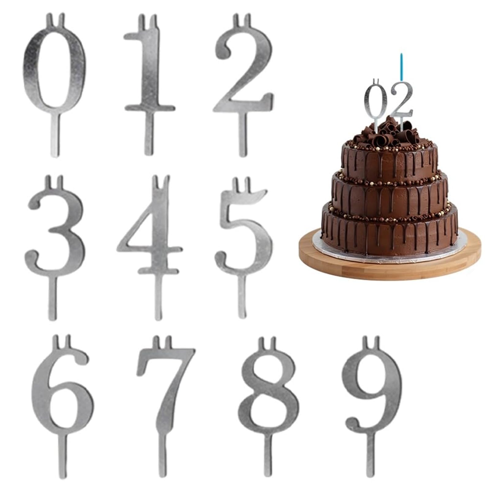 Y-M-H 1Pcs Digital Birthday Cake Candle Holder Set,Reusable Metal Number Candles Holder Set,For Birthdays Cakes Anniversaries Celebrations (1Pcs)