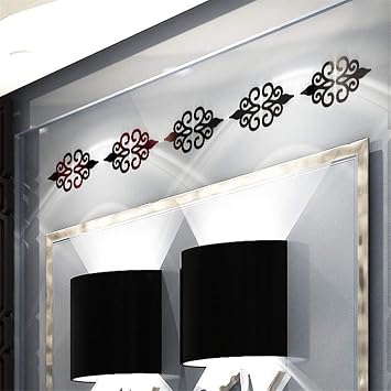 Hollow Mirror Wall Stickers, 10Pcs DIY Removable Flower Mirror Decals, 3D Acrylic Mirror Wall Sheet Tiles, Self Adhesive Art Murals for Home Doors Living Room Bedroom Bathroom TV Background Black