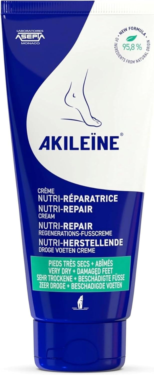 Akileine Nutri-Repair Shea Butter Foot Cream 100 ml - Deep Moisturization & Skin Repair for Dry Feet