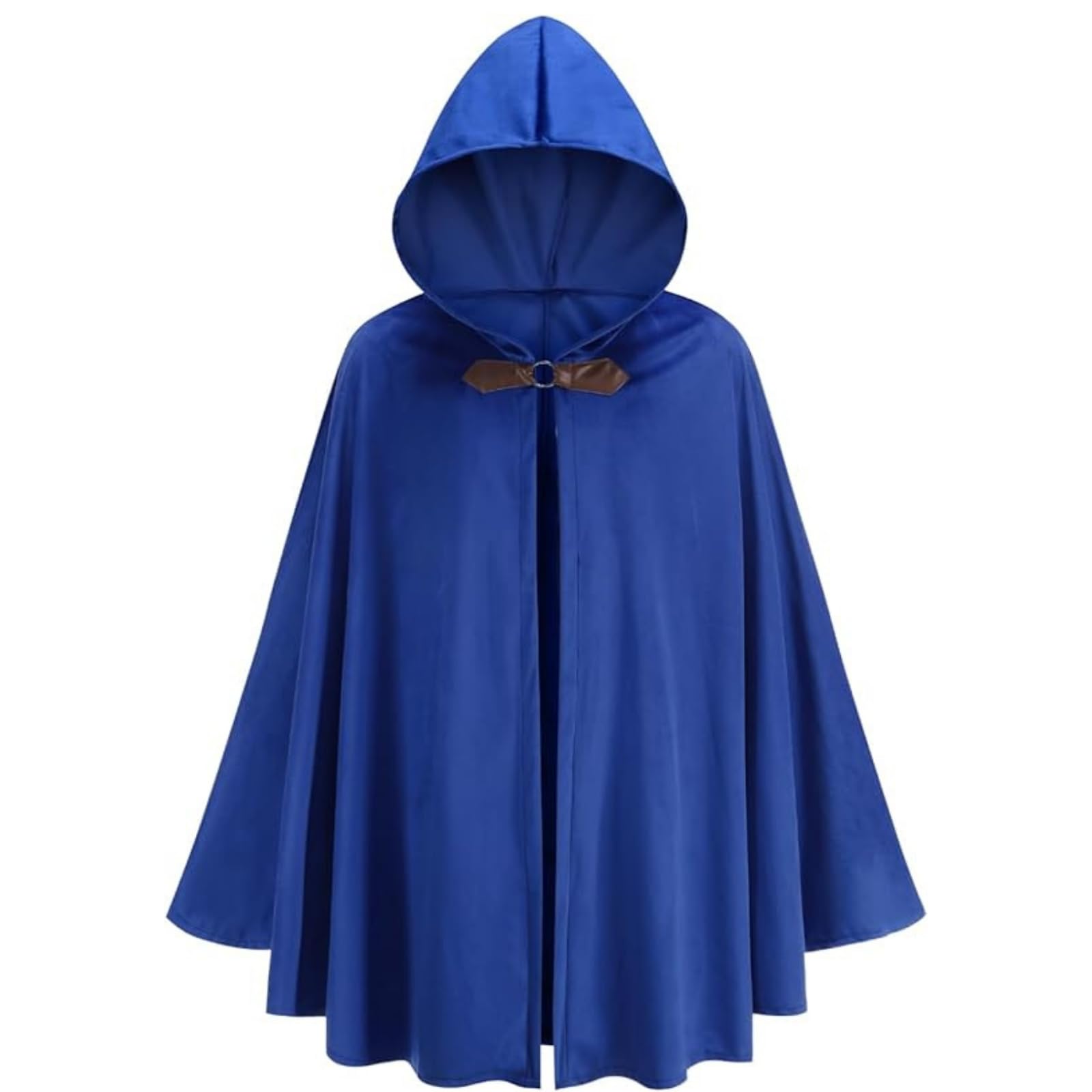 RRCBMD Mens Renaissance Medieval Hooded Cloak Victorian Steampunk Costume Cosplay Royal Blue-130CM