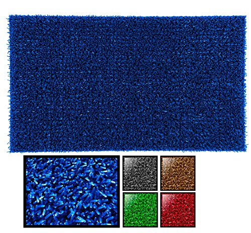 LUCA HOME Zerbino Astroturf Riciclato 40 x 70 con Base Antiscivolo, Zerbino in Erba Artificiale, Piacevole, Ideale per Interni ed Esterni (Blu)