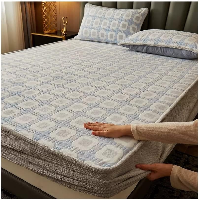 Carved Milk Velvet Velvet Flannel Fitted Sheet Small Double