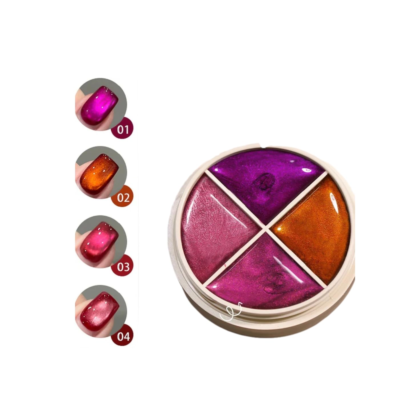 CurvLife Solid Gel Nail Polish - Neon Pastel Cream Colors, UV LED Soak Off for DIY Nail Art (cat eyes 1, 4 color)