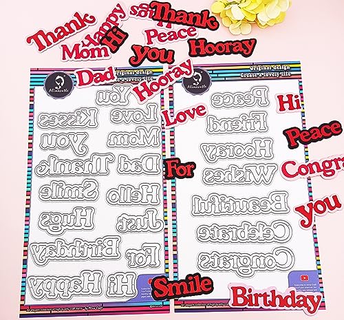 Alinacutle 22PC Greeting Word Metal Die Cut with Shadow Frames Sentiments Diecut Greeting Die Good Wishes Paper Craft Cutting Dies,Scrapbooking Cutting,DIY Card Metal Punch Template