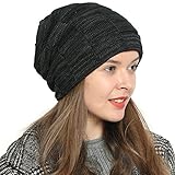 dondon berretto donna berretto invernale slouch beanie cuffia di lana con fodera in pile - nero grigio