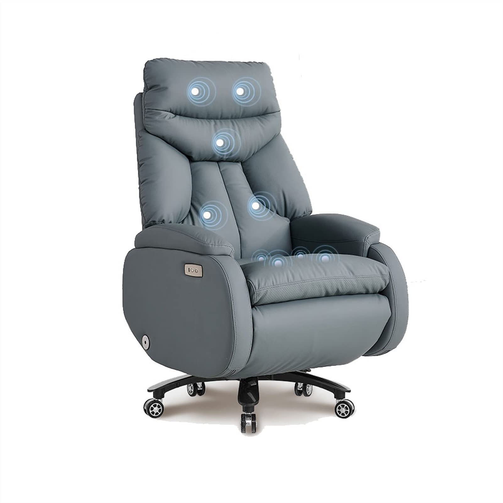 Computer Gaming Chairs Executive Office Chairs Adjustable Chairs Electric Telescopic-Footrest 9-Point Massage Cowhide Recliner Boss Chair Video Game