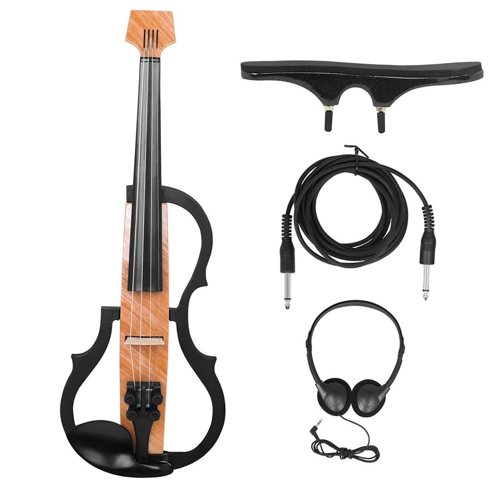 Violin Set Violon Électrique 4/4 Casque Silencieux Épaule Professionnel En Fiber De Carbone Violon Panneau De Bois Grain