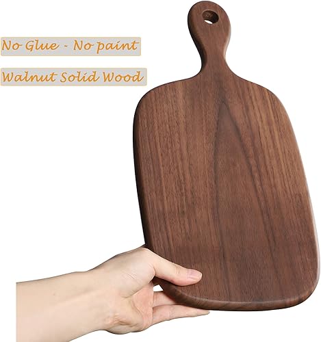 Miniatura 7 de Muso Wood Tabla de cortar pequeña con asa, tablas de cortar de madera de nogal para pan, verduras y frutas, tabla de queso con agujero (15.2 x 7.3