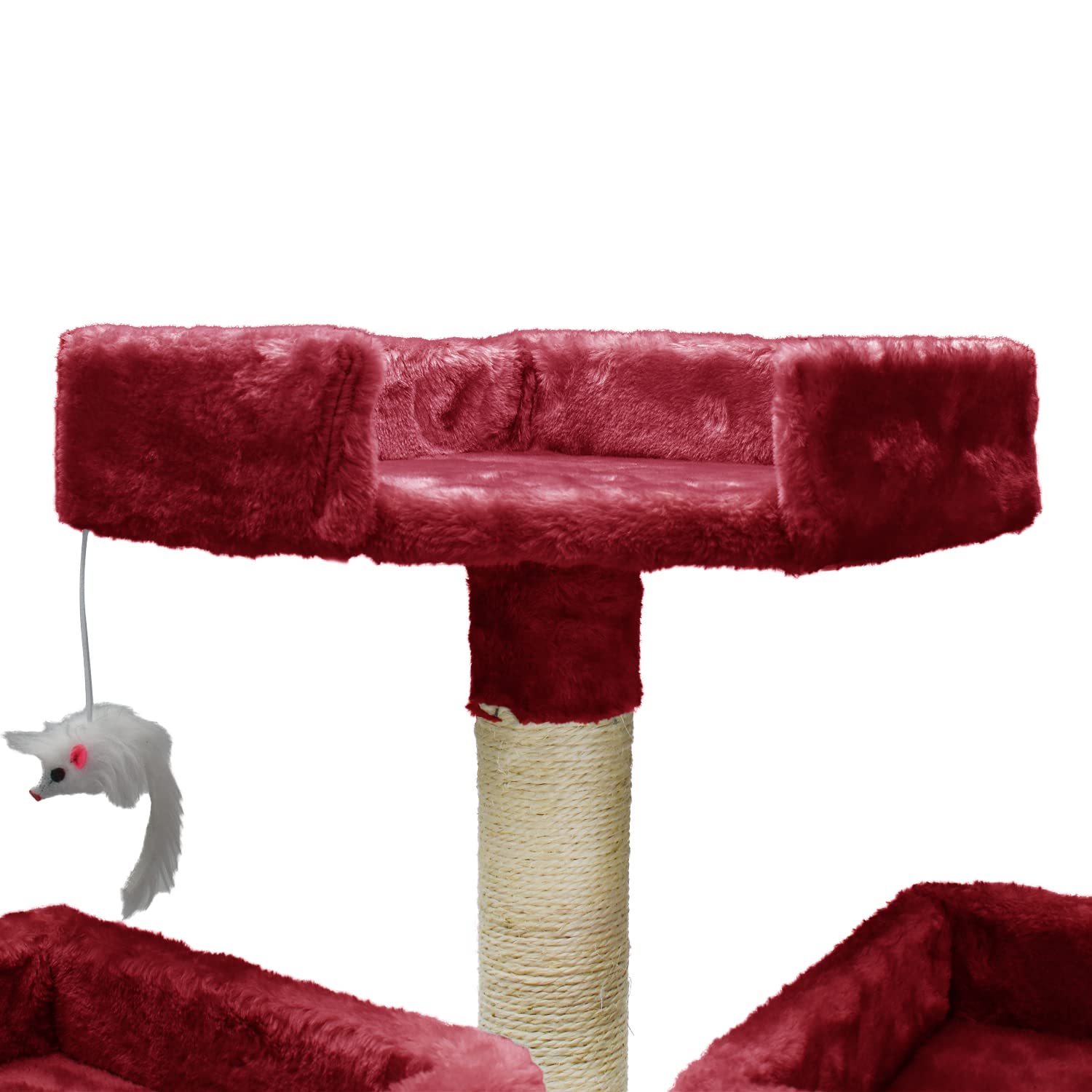 AQPET Tiragraffi XXL 170cm per Gatti con Cuccia, Albero Gioco Multifunzionale e Parco Giochi Completo, colore Rosso