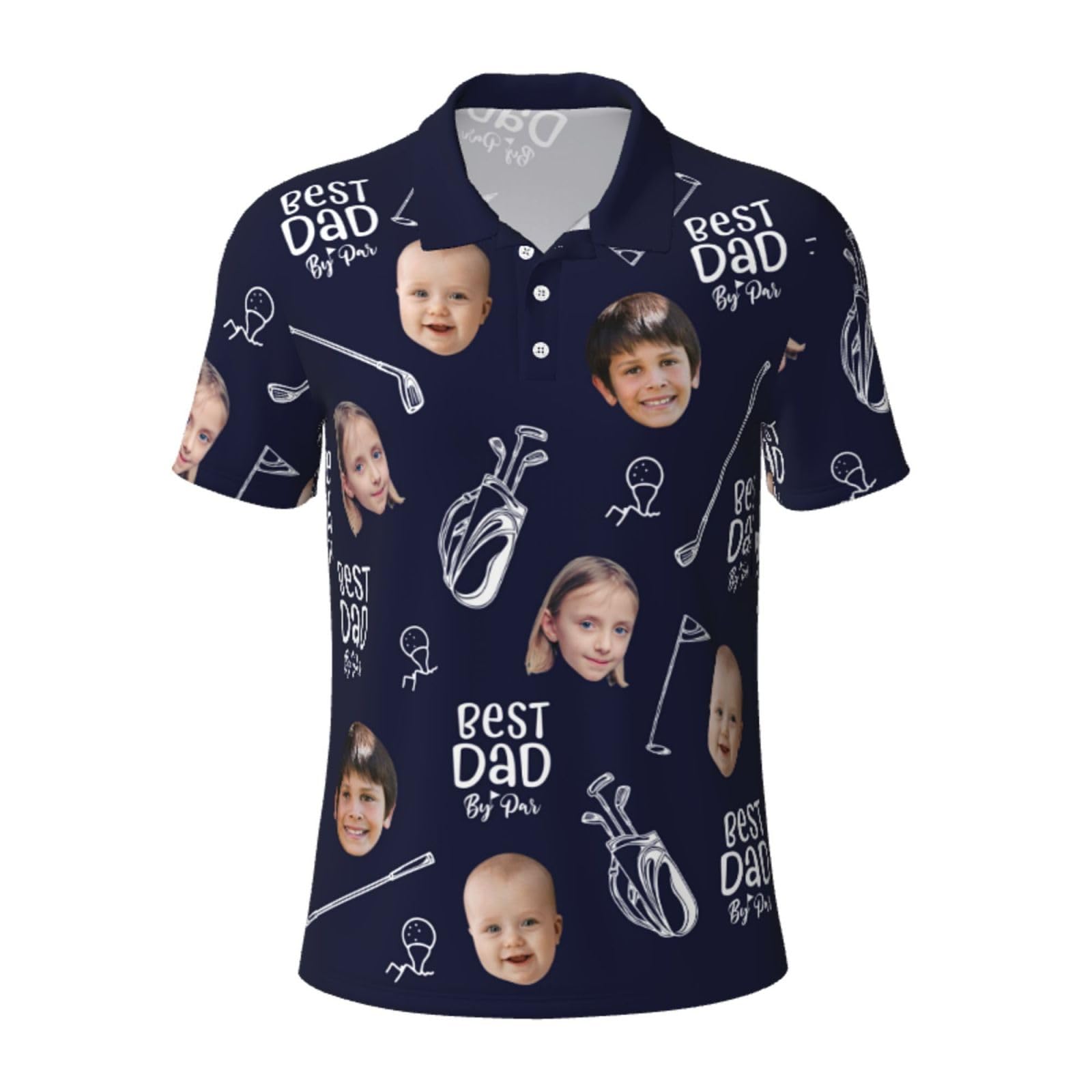 Hvnywmmg Men's Style 2 Best Dad By Par Personalized Face Photo Polo Shirt,Custom Golf Polo Shirt For Fathers Day Golf Gifts For Husband Grandpa