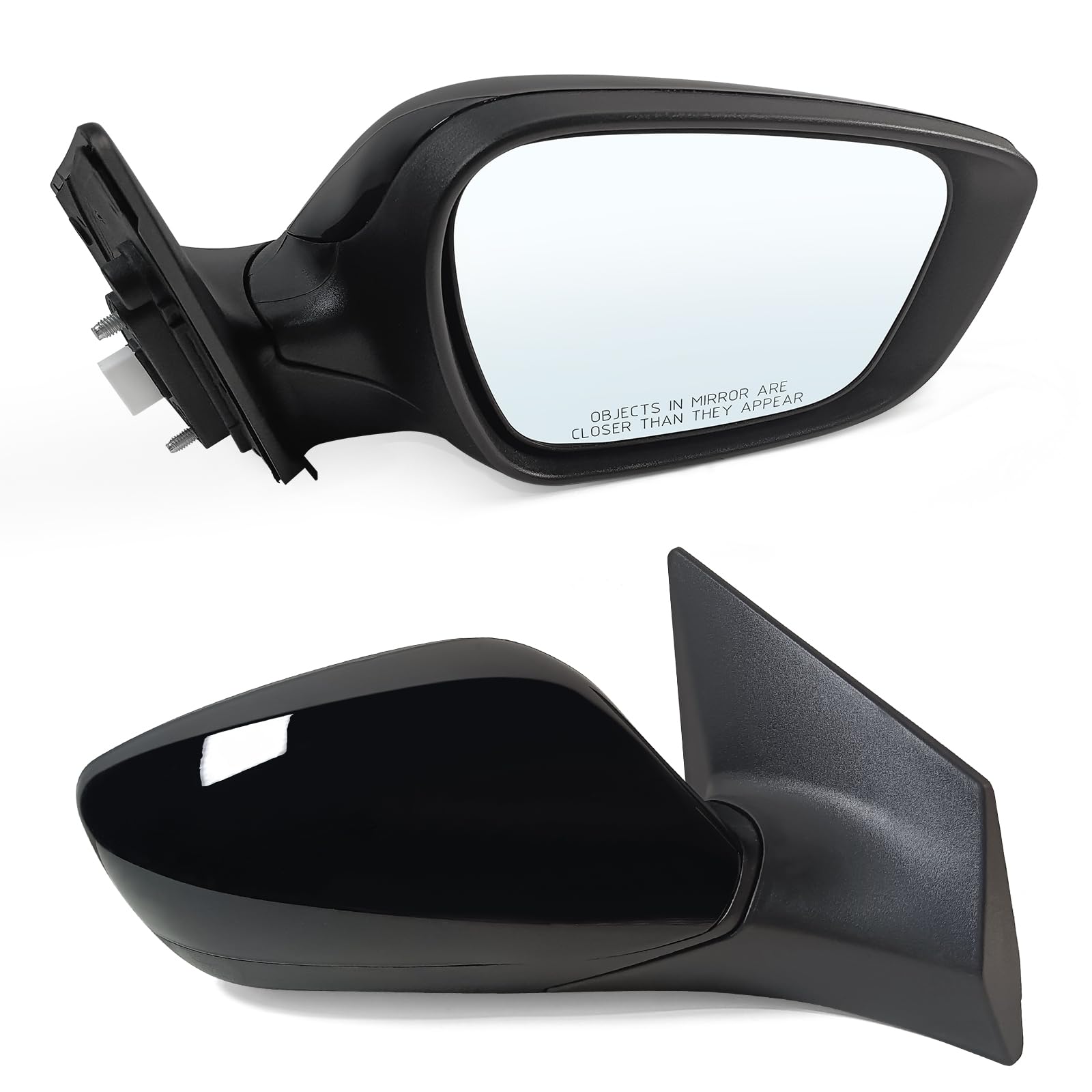 Right Passenger Side Mirror Assembly Fits 2011 2012 2013 Hyundai Elantra with Power Glass Heated and Manual Folding without Turn Signal Match to Black (5Pins)
