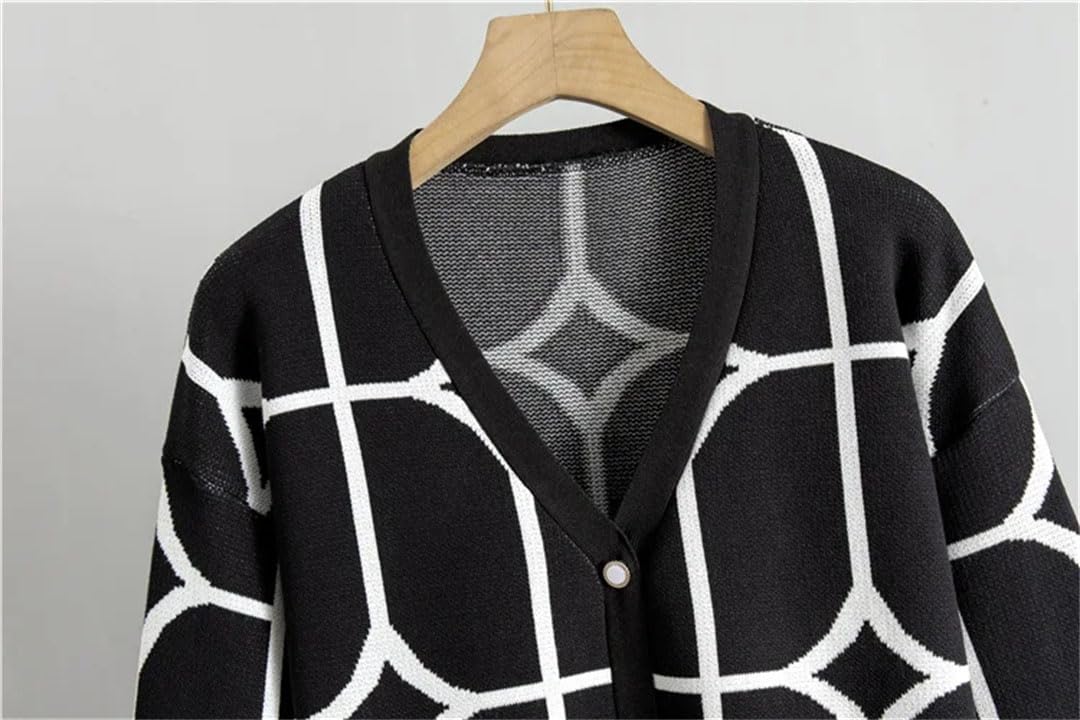 Set maglione da donna con scollo a V e stampa a maniche lunghe cardigan cappotti abiti a vita alta pantaloni a gamba larga