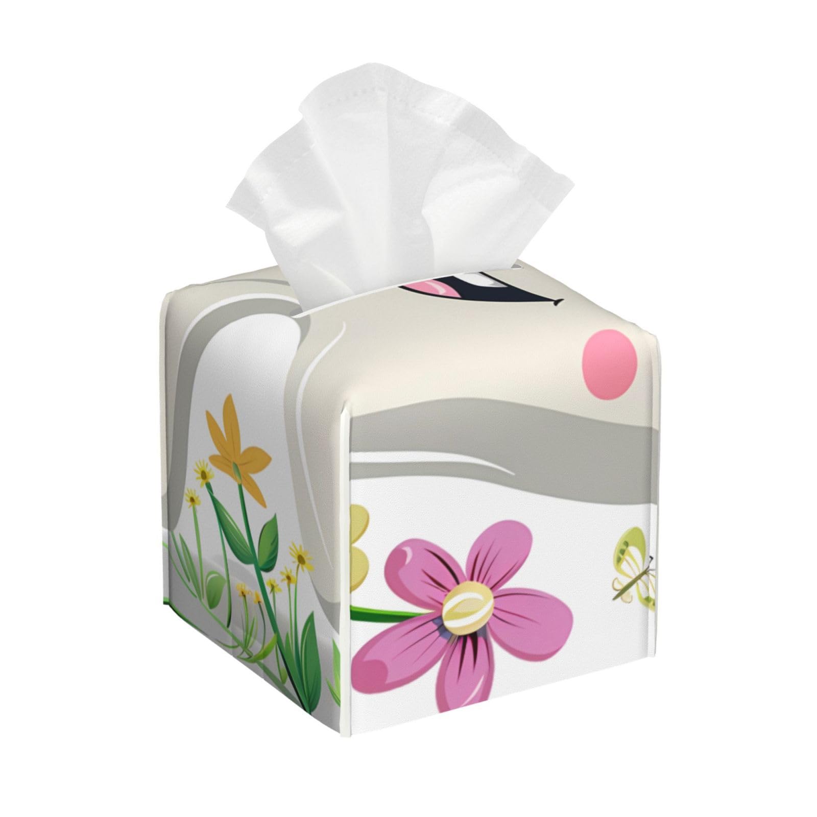 Dentist Dental Assistant Oral Hygienist Tooth Flower Square PVC Tissue Box Cover Modern Decorative Holder for Bathroom Vanity