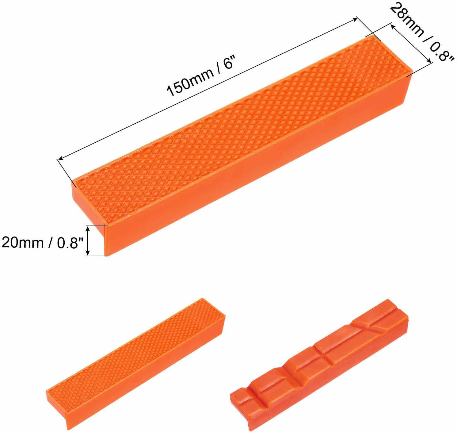 HARFINGTON 2set Magnetic Vise Jaws 6 Inch Magnet Plain Grooves & V-Grooves Soft Rubber Bench Jaw Pads Covers Multi-Purpose Protector for Woodworking Jewelry Making Plumbing, Orange