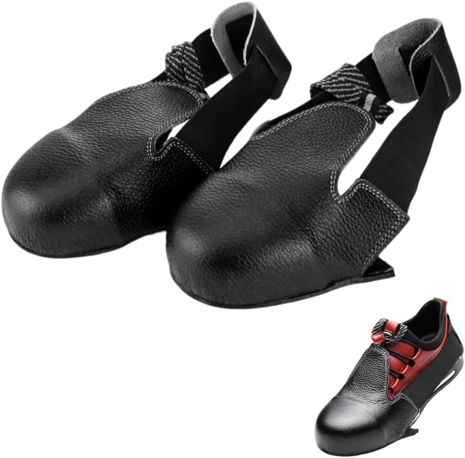Guard Steel Toe Covers: Heavy Duty Leather Overshoes for Work Boots with Adjustable Strap (Size 5-12 US)