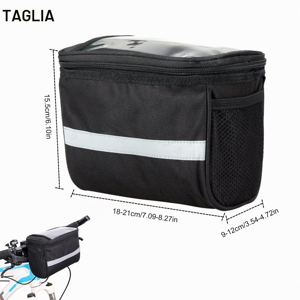 SEMINISMAR Borsa da Manubrio della Bicicletta,Borsa da Manubrio con Touch Screen in PVC,Portaborse per Bici,Impermeabile Borsa Telaio Bici con Funzione,Bicicletta Anteriore Borsa (Nero)