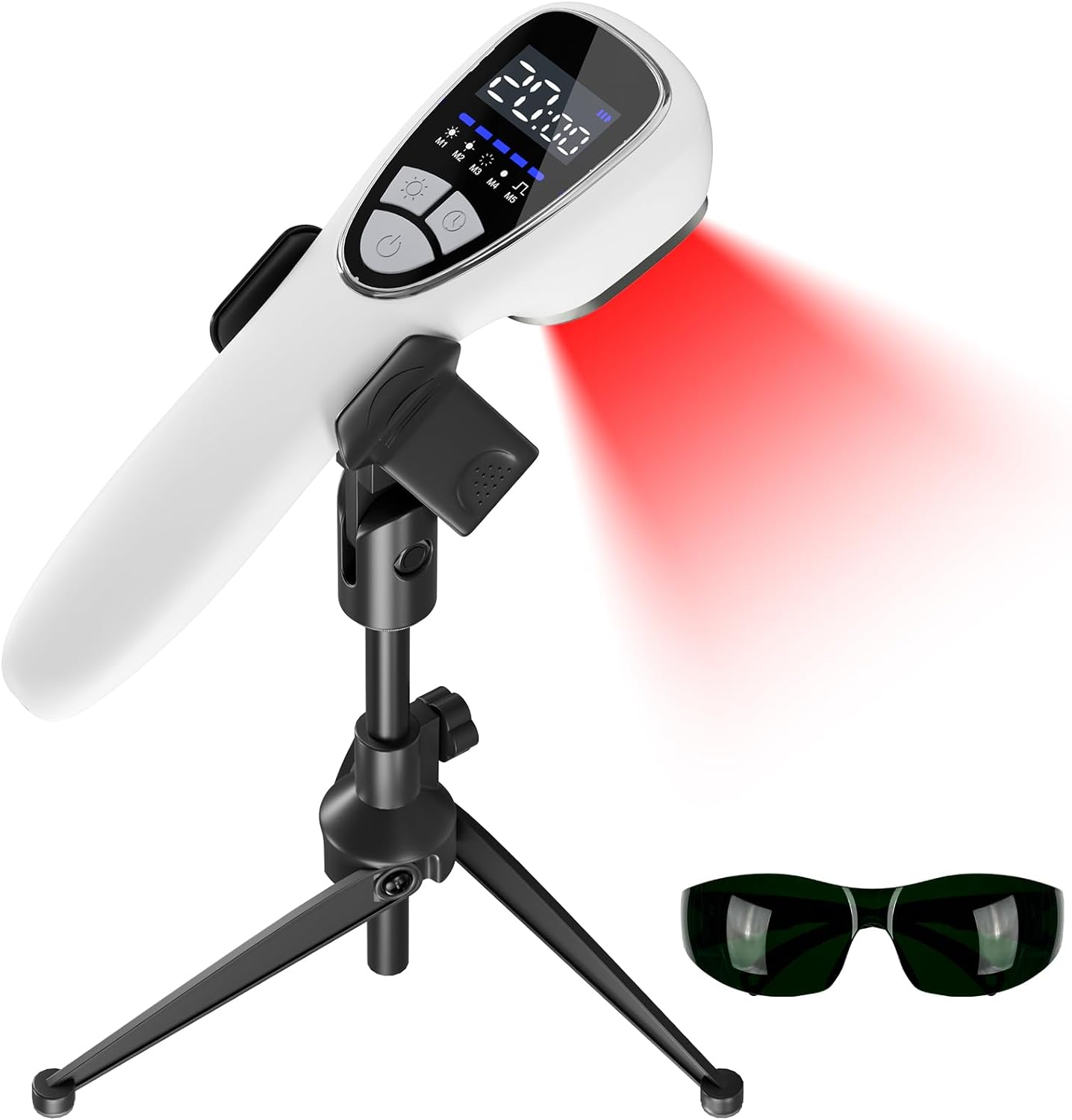 Red Light Therapy Device for Body Pain ReIief with Stand, 6x808nm+12x650nm Handheld Near Infrared Light Therapy with PW Pulsed Wave Model for Human and Pet Body Joint Back Knee Muscle