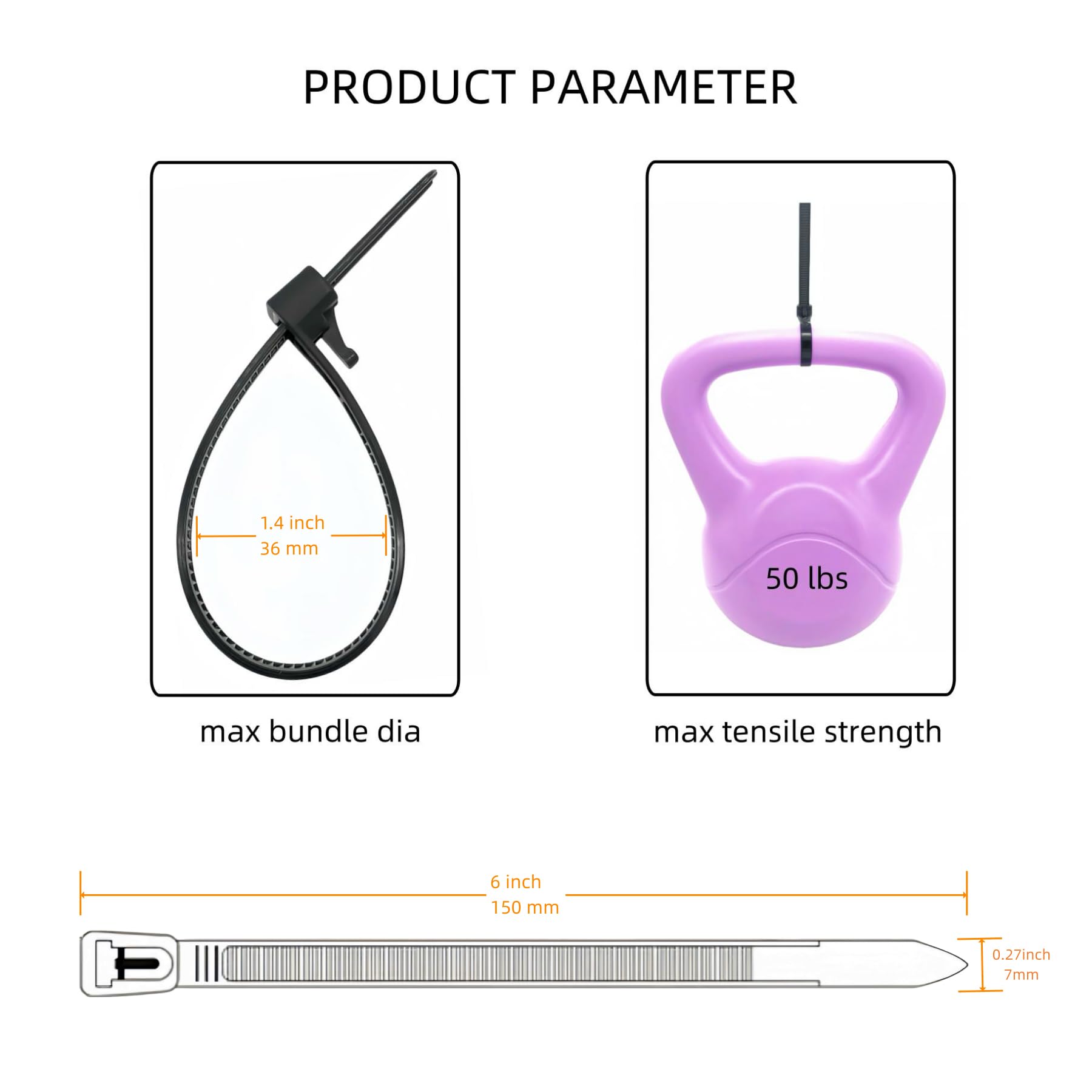 Zip Ties (Black, 6 Inch)