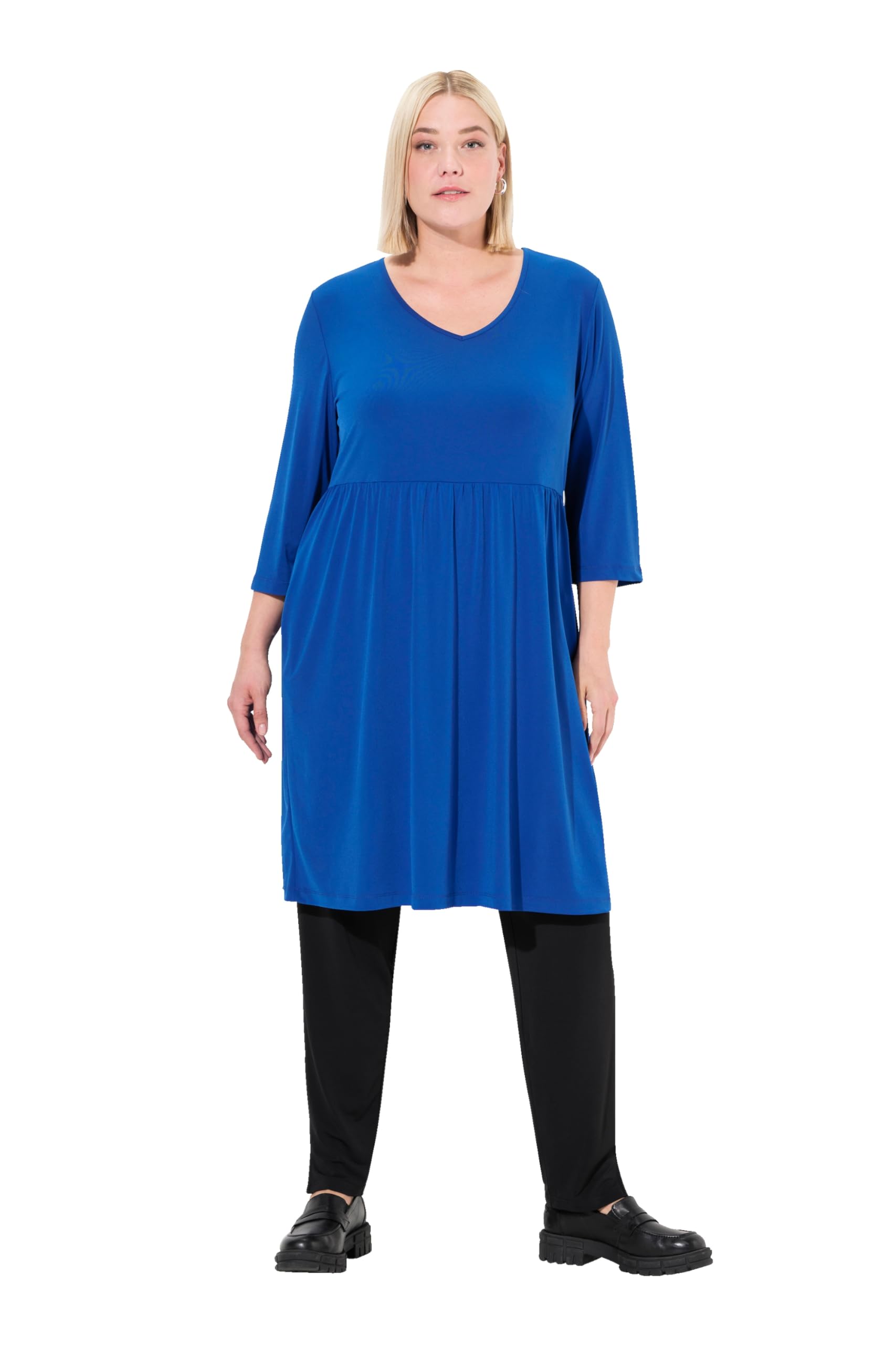 Ulla Popken Damen große Größen Übergrößen Plus Size Longshirt, A-Linie, Tunika-Ausschnitt, 3/4-Arm, Taschen 832977