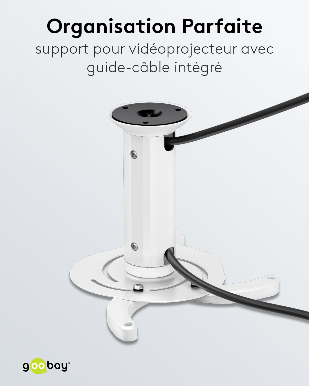 goobay Support Vidéoprojecteur Plafond Universel Jusqu'à 10 kg Entraxe 130-320 mm Inclinable 360° Rotatif Blanc - 51896