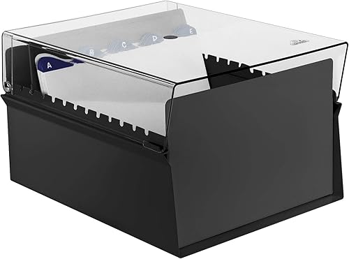 Miniatura 2 de Acrimet Organizador de archivos de tarjetas de 6 x 9 pulgadas, base de metal, resistente (tarjetas de índice AZ y divisor incluidos) (color negro