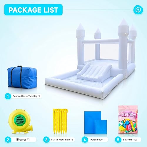 Miniatura 9 de Casa inflable blanca con soplador de aire portátil grande piscina y espacio de salto casa inflable 3 en 1 para niños inflables para niños material