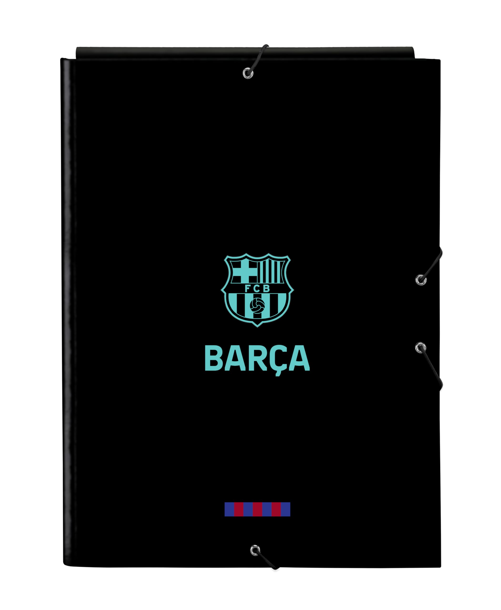 Safta -M068 F.C. Barcelona 3rd Equipment-Folio Folder with 3 Flaps, Ideal for Children of Different Ages, Comfortable and Versatile, Quality and Resistance, 26 x 36.5 cm, Black, Standard (512425068),