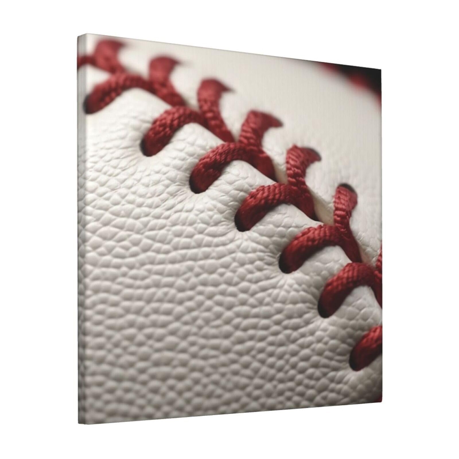 KLOPH Baseball Lace Close Up Canvas Wall Art for Living Room 12"x12" Modern Artwork Painting for Bathroom Hanging Canvas Prints Aesthetic Wallart for Bedroom Kitchen Office Wall Decor