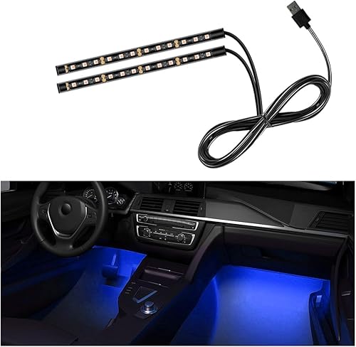 Sylvil Tira de luz LED para automóvil, 24 luces LED RGB de neón para atmósfera interior, luz nocturna ambiental de 12 V, puerto USB, lámpara