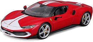 Bburago Ferrari 296GTB Assetto Fiorano: Modellauto im Maßstab 1:18, Ferrari Race & Play Serie, Kofferraum, Motorhaube und Türen beweglich, rot-weiß (18-16017R)