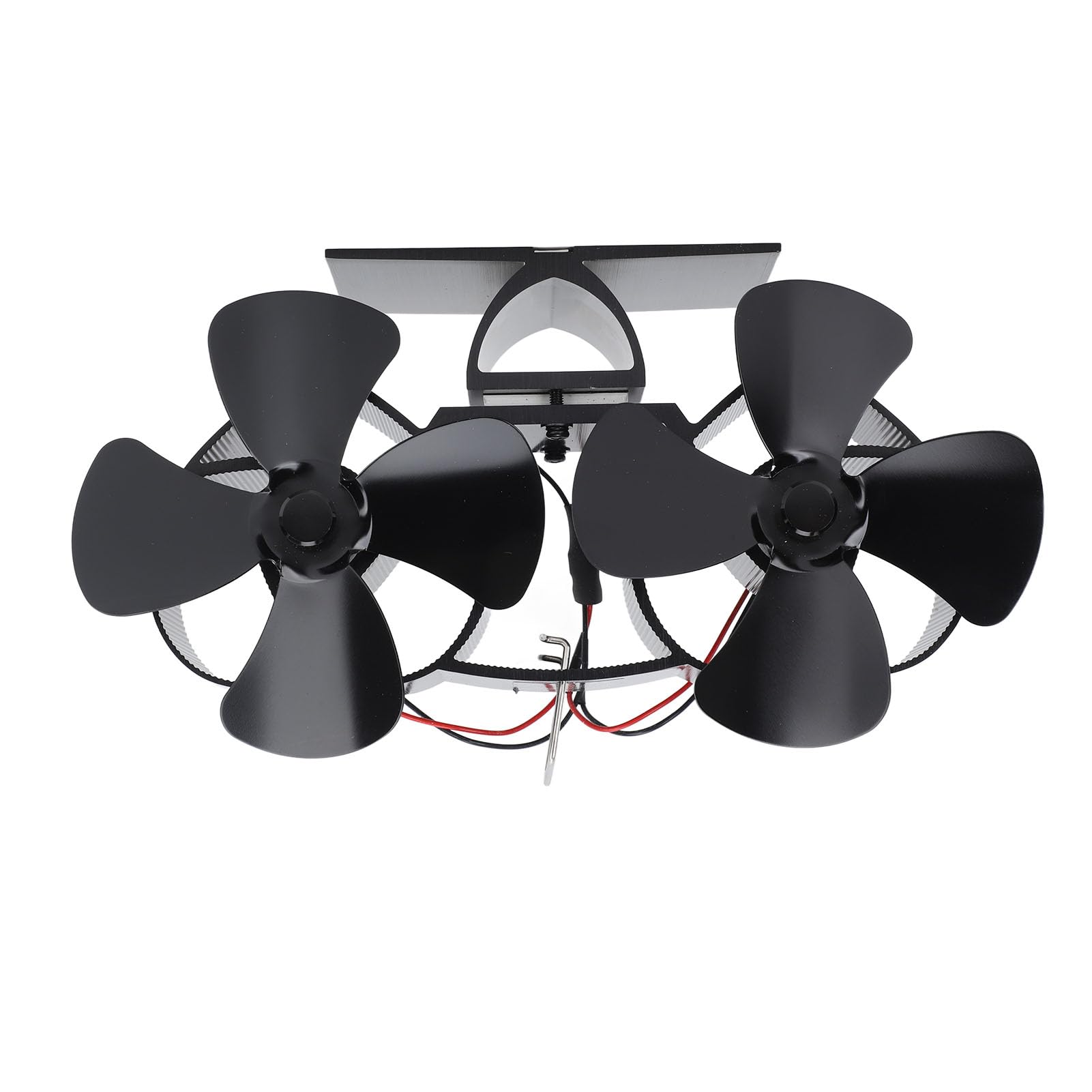 SIXRUN Ventilatore per Stufa Ventilatore per Stufa a Legna Alimentato a Calore Lega di Alluminio 4 Pale Ventola di Ricambio a Doppia Testa per a Cherosene a Legna Camino Riscaldamento Domestico