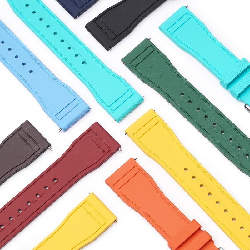 Quick Release Rubber Band For IWC Pilot Portuguese Watches, Replacement Watch Band With Buckle For IWC Schaffhausen Pilot Watches FKM Rubber Watch Strap - Multiple Colors (21mm, Black)