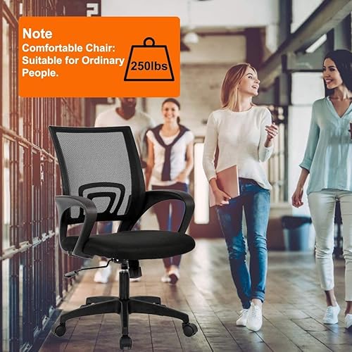 Miniatura 5 de Silla de computadora de oficina de malla, silla de escritorio ergonómica, silla de trabajo ajustable con soporte lumbar, silla giratoria con