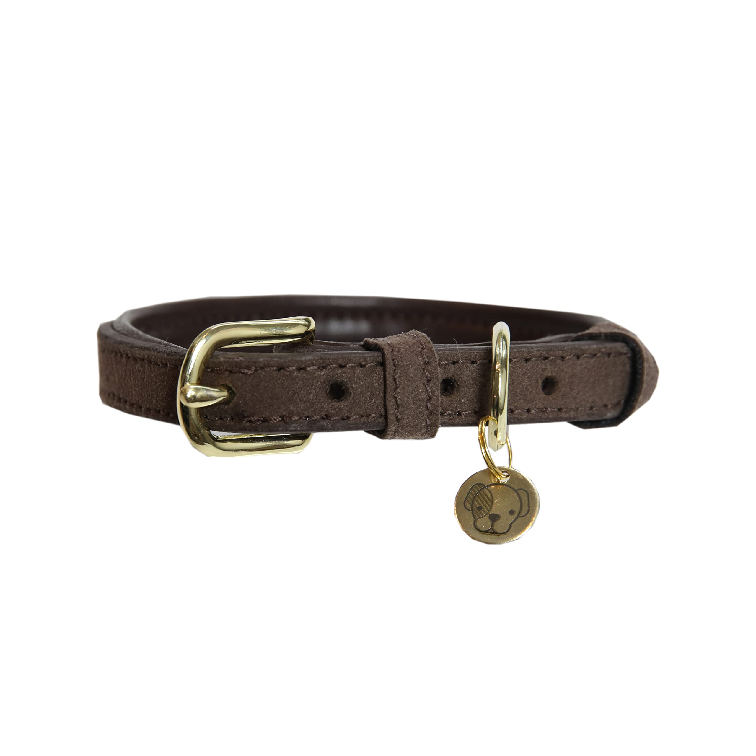 Collier Chien Kentucky Velours Cuir Marron XL - Confort Elégant Haute Qualité