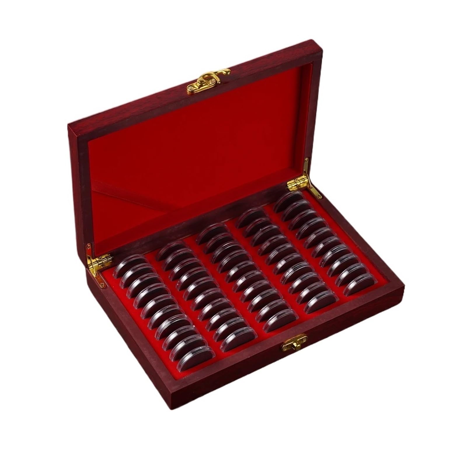 ZythrXLate Wooden Coin Collection Box 50PCS Wooden Coin Collection Box - Wood Storage Case for Commemorative Coins Organizer Home adjustable inner pads for Coin Collectors