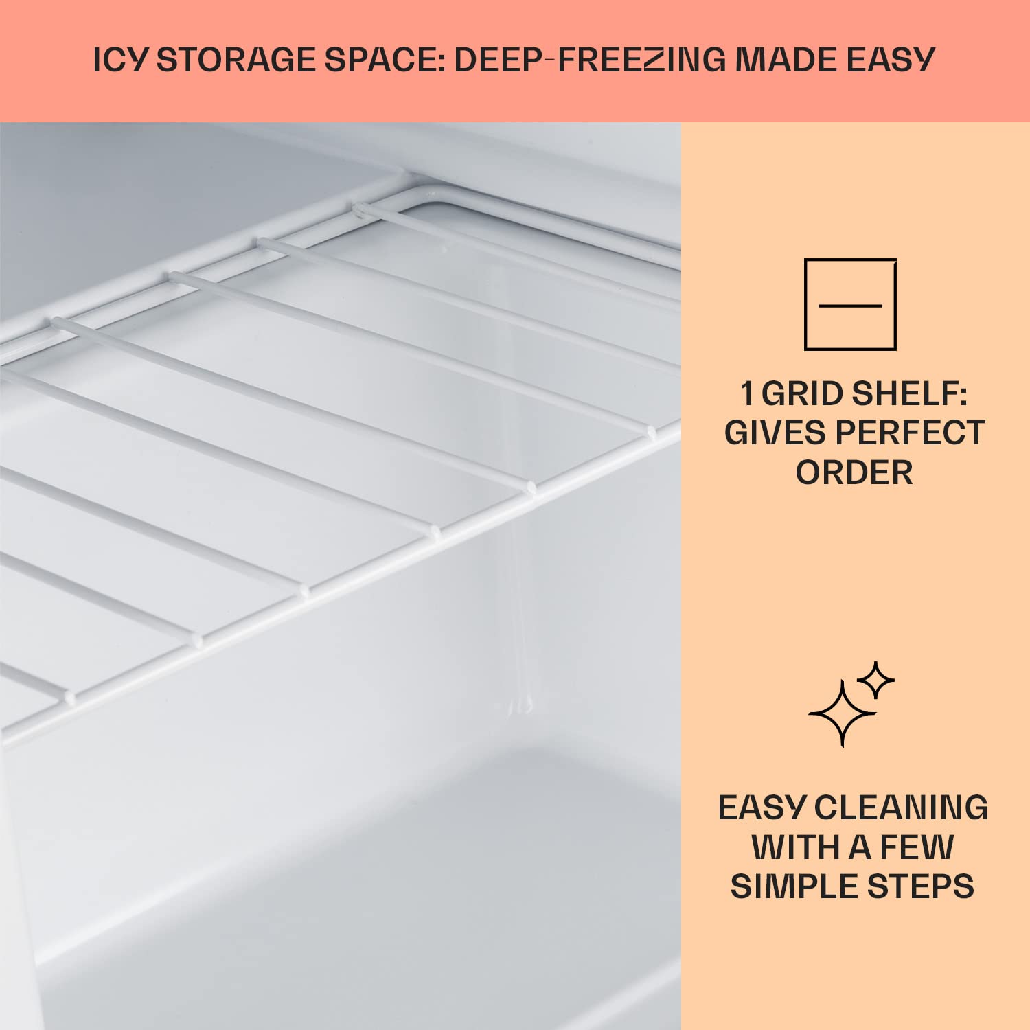 Klarstein Free Standing Freezer Fridge, Compact Mini Freezer for Bedrooms, Home & Office, 33L Table Top, Energy Efficient with Shelf, Mini Ice Cube Maker & Scraper — view 2