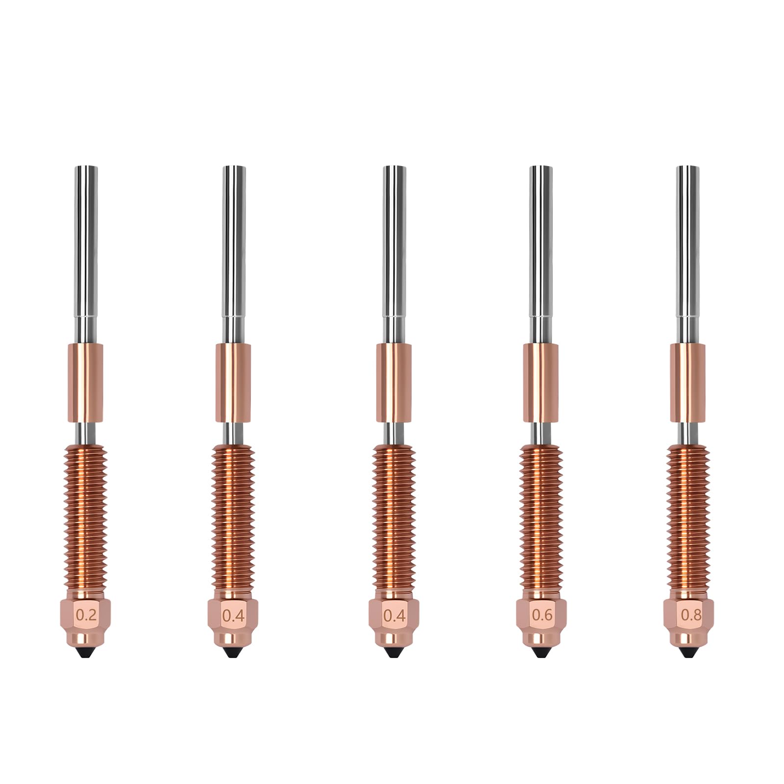 5PCS Quick-Swap Nozzle for Creality K1C, Titanium Copper Alloy Hardened Steel Nozzle, All-Metal Integrated High Temperature 0.2/0.4/0.6/0.8MM Nozzle Kits for K1C/Ender 3 V3 3D Printers-image-47
