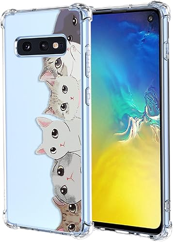 Funda para Galaxy S10e Samsung S10e, diseño de gato lindo y transparente de dibujos animados, TPU suave a prueba de golpes, funda protectora de