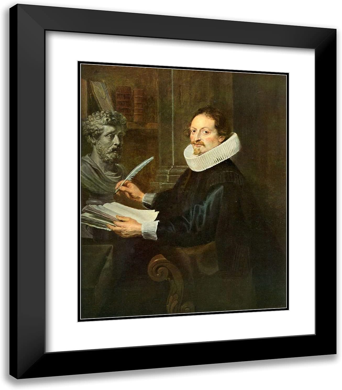 ArtDirect Rubens, Peter Paul 20x23 Gold Ornate Framed Art Print with Double Matting Titled: Portrait of Haspar Hevarts
