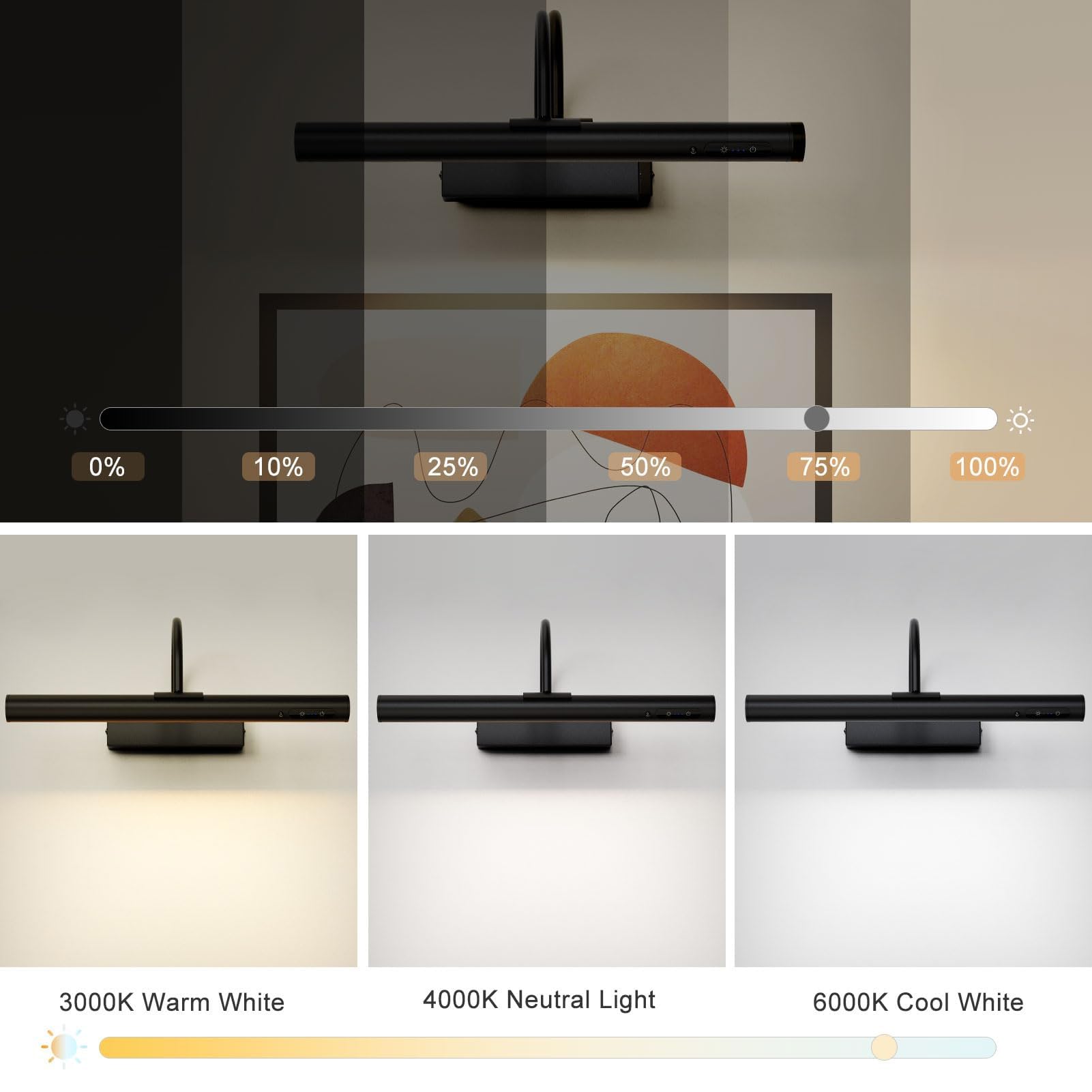 Lampa ścienna z przyłączem ładowania USB, lampka do czytania LED przy zagłówku, możliwość ściemniania i 3 temperatury barwowej, lampka nocna (B)