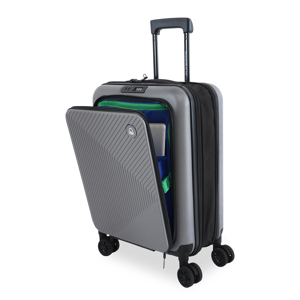 United Colors of Benetton Cabin Ryzen Pro Trolley Bag - Iron Oxide | 55cm Check-in Hard Luggage | Durable ABS Shell with TSA-Approved Lock | Laptop Compartment | Expandable|360° 8-Wheel Spinner
